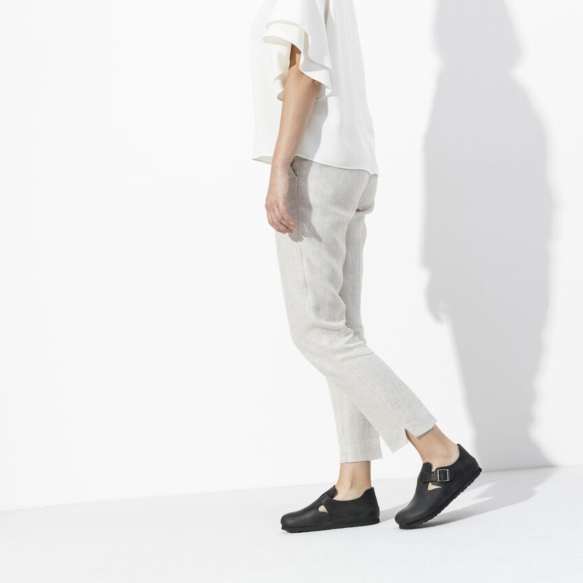 Birkenstock London Oiled Leather Black Clogs