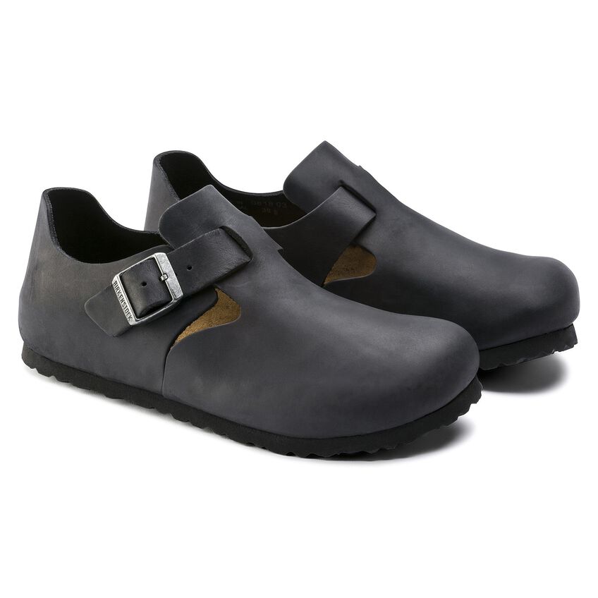 Birkenstock London Oiled Leather Black Clogs