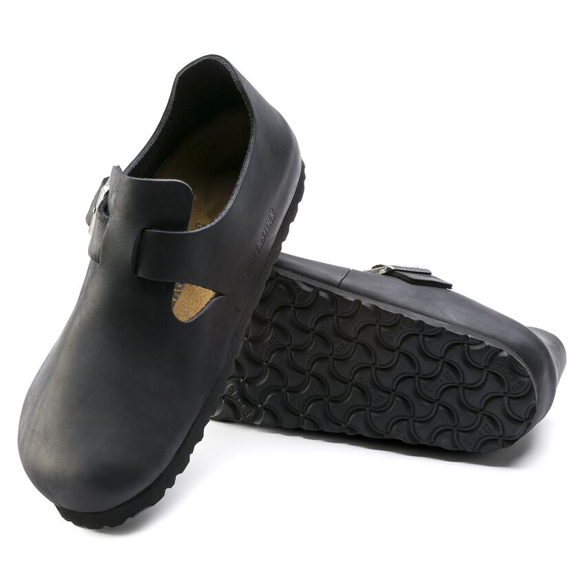 Birkenstock London Oiled Leather Black Clogs