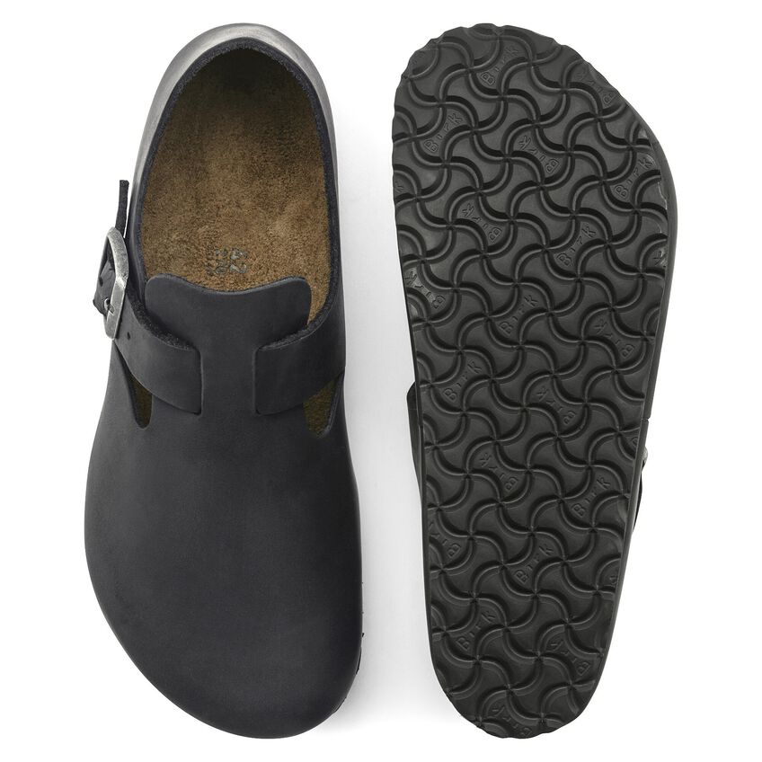 Birkenstock London Oiled Leather Black Clogs