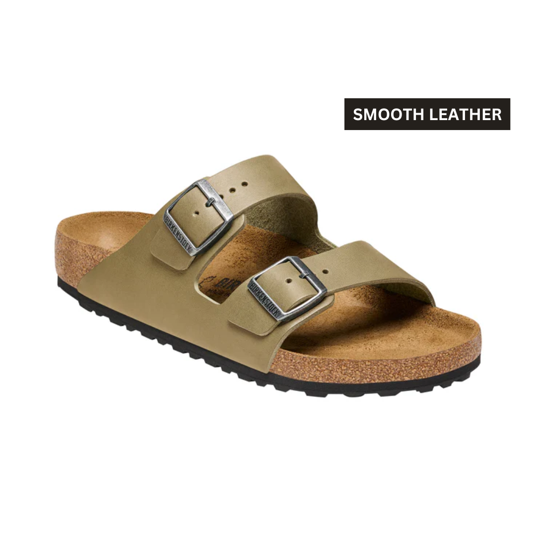 Birkenstock Arizona Faded Khaki Smooth Leather Sandals