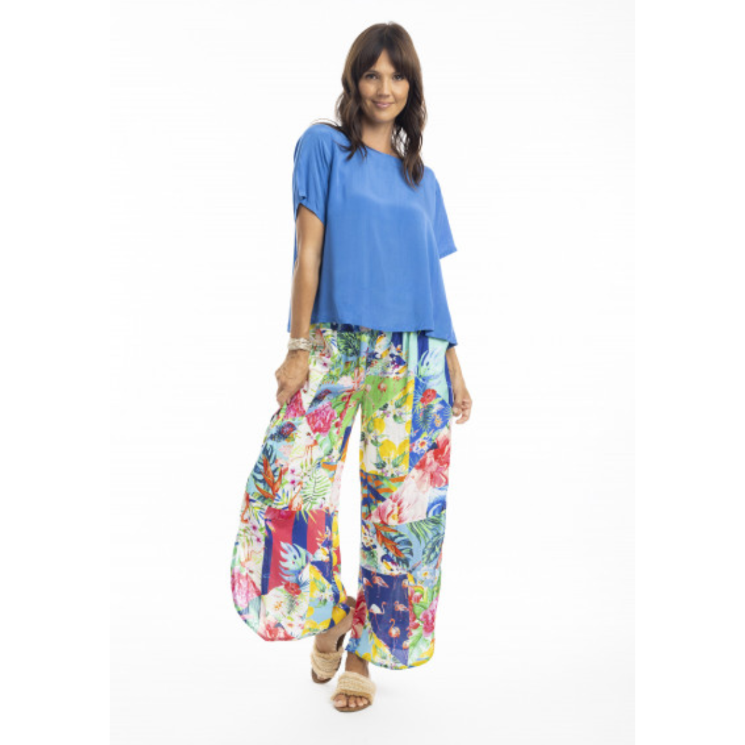 Orientique Kiana Pant - 100% Rayon Wide-Leg Pants with Elastic Drawstring Waist