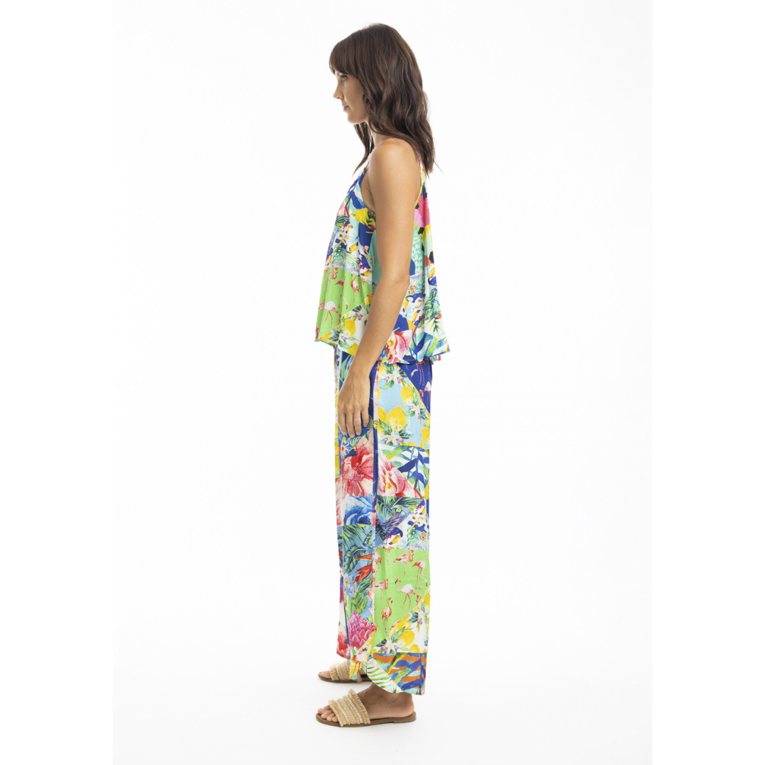 Orientique Kiana Pant - 100% Rayon Wide-Leg Pants with Elastic Drawstring Waist