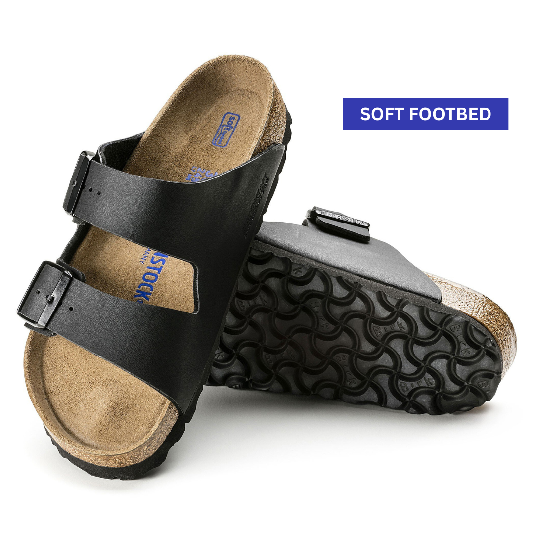 Birkenstock Arizona Black Sandals (Soft Footbed)