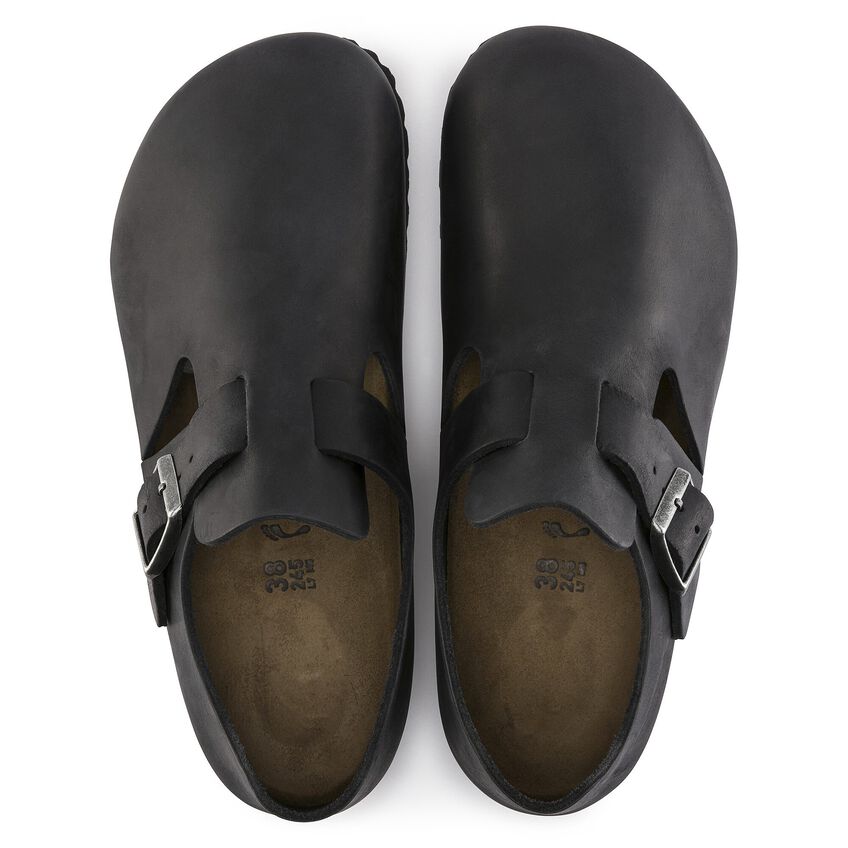 Birkenstock London Oiled Leather Black Clogs